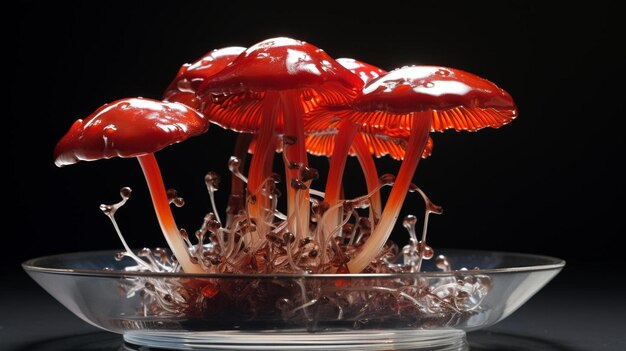 Mushrooms in a bowl of water