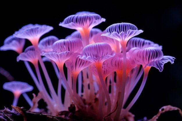 Mushrooms captured in the act of releasing spores