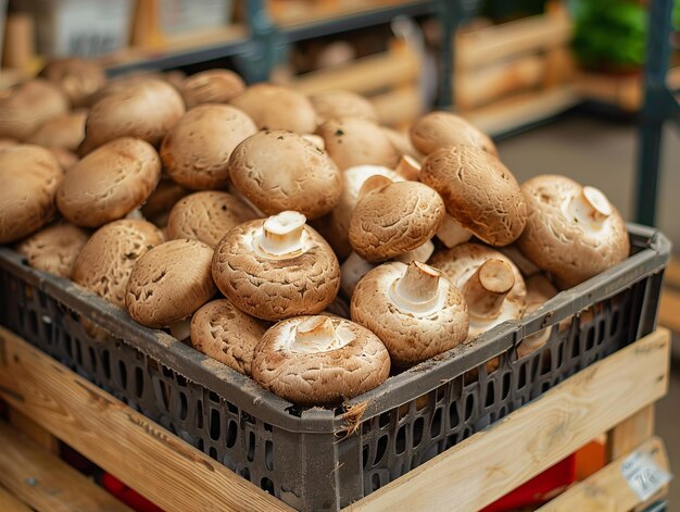 Mushrooms champignon in bowl on a table