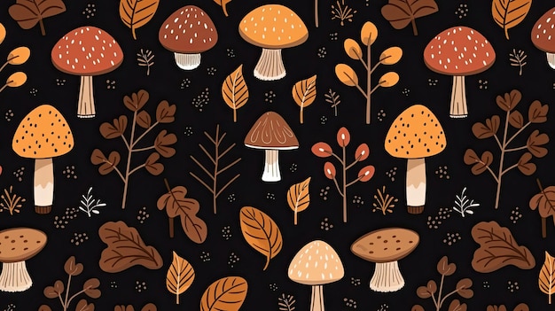 Mushrooms on a dark background.