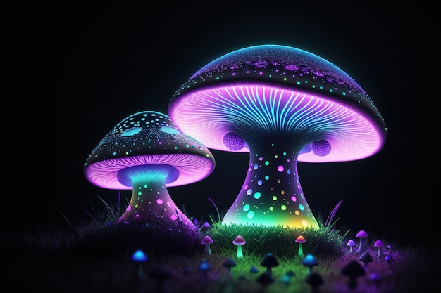 Premium AI Image | Mushrooms in the dark wallpapers