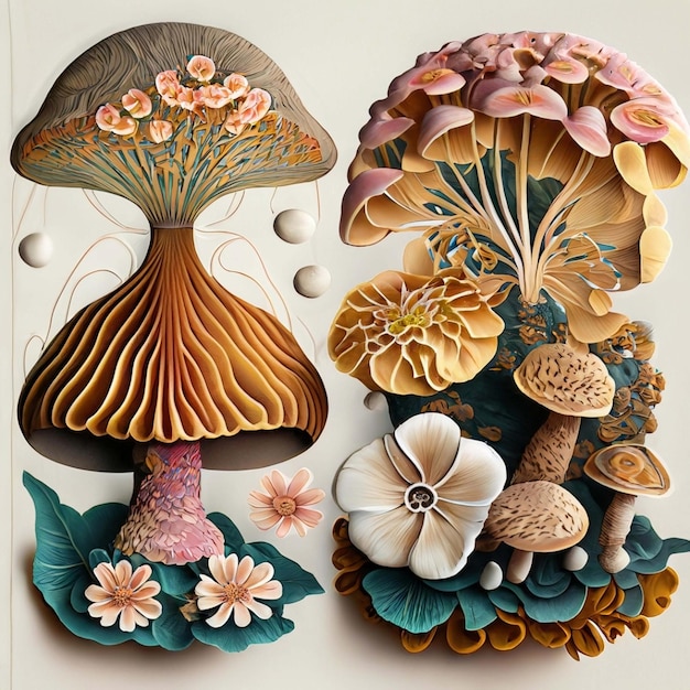 버섯과 꽃 에른스트 헤켈 마리아 시빌라 메리안