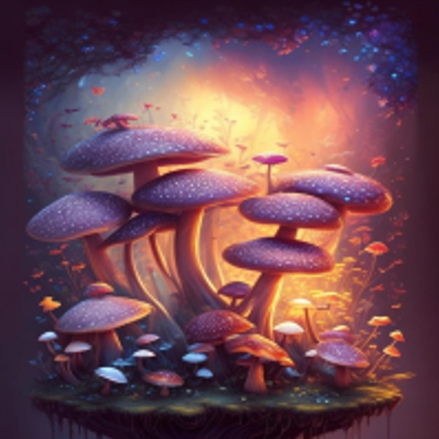 Mushrooms and flowers generative Ai