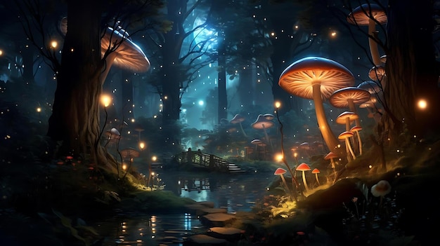 Mushrooms in the forest by person