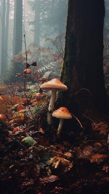 Photo mushrooms in the forest by person