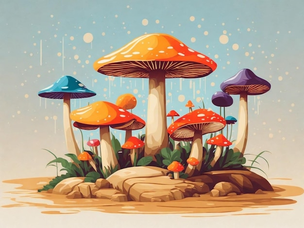 Mushrooms in the forest Illustration for your design Generative AI