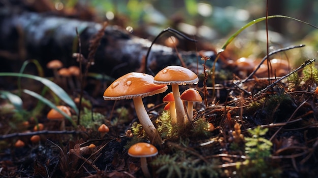 Photo mushrooms in forest photography