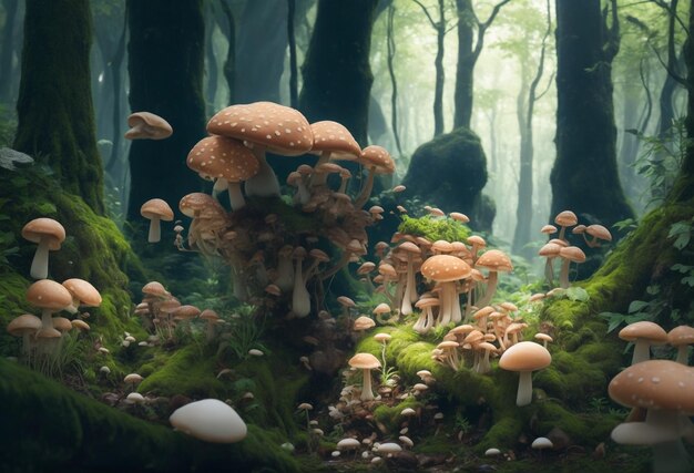 mushrooms in the forest