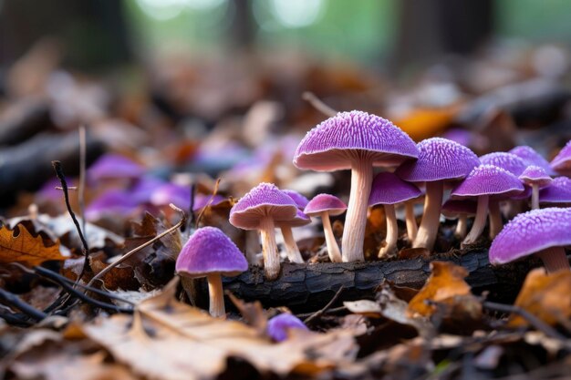 Mushrooms grow wild in the forest