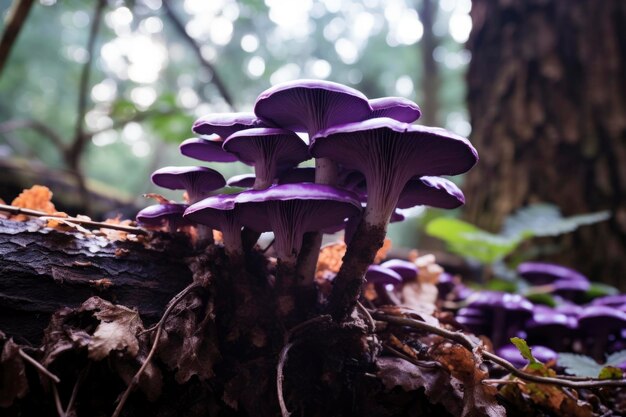 Photo mushrooms grow wild in the forest