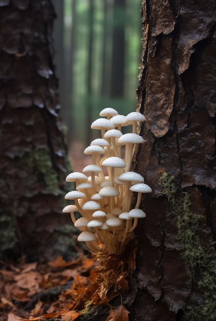 Mushrooms growing on a tree trunk