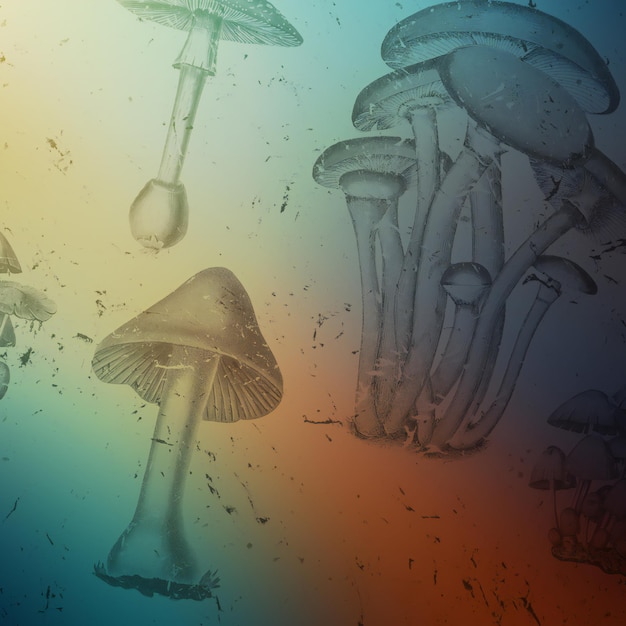 Mushrooms on a grunge background