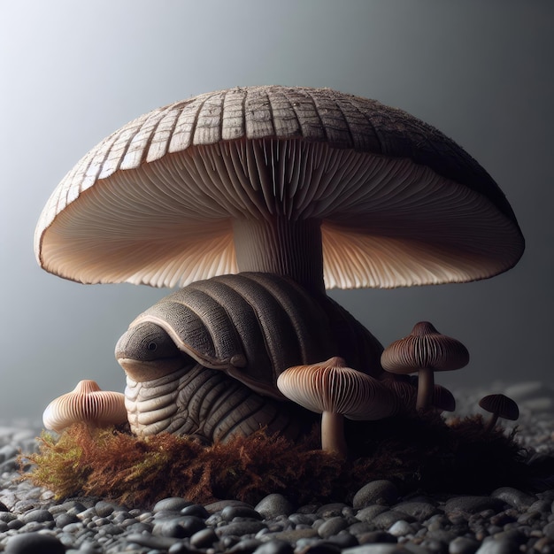 mushrooms and insect in the forest