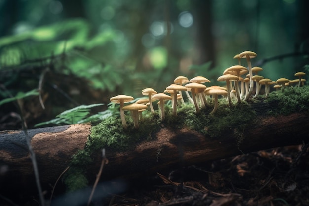 грибы на бревне в лесу