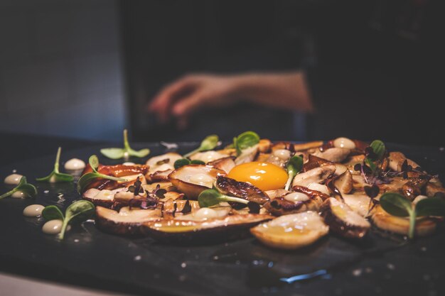 Mushrooms sautÃ©ed with eggs.