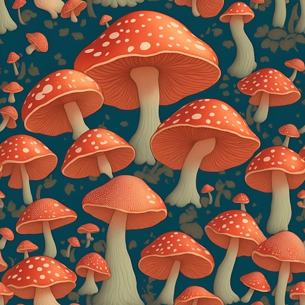 Mushrooms seamless patterns