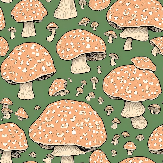 Mushrooms seamless patterns