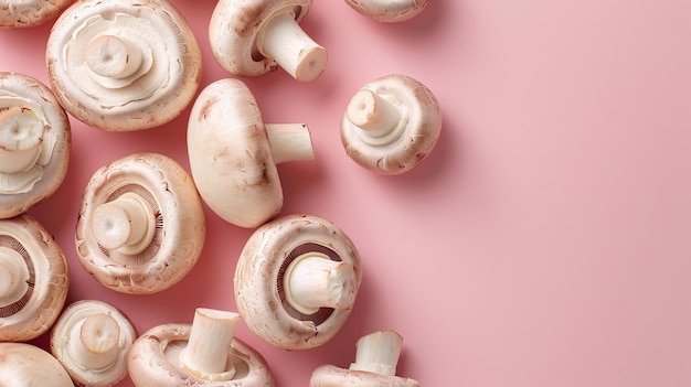 Photo mushrooms vegetable top view on the pastel background