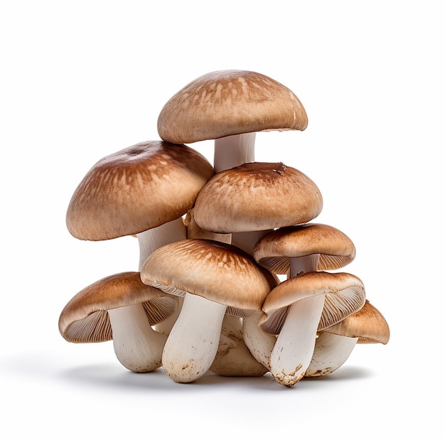 Mushrooms on White Background CloseUp