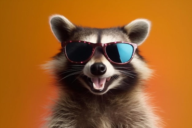 Music animal party young glasses portrait pink background raccoon fun pet Generative AI