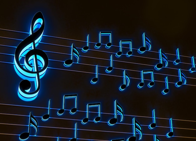 Music background design.Musical writing.musical notes and musical signs of abstract music sheet.