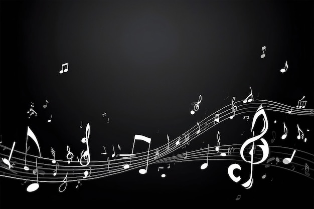 Music background note on the black