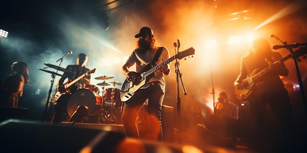 Foto un gruppo musicale si esibisce su un palco da concerto