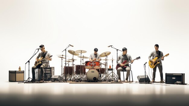 Foto un gruppo musicale si esibisce su un palco da concerto