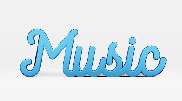 Music A calligraphic phrase 3d logo in the style of hand calligraphy on a white background