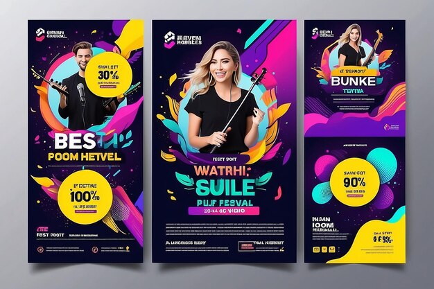 Music concert festival banner for flyer and social media post template