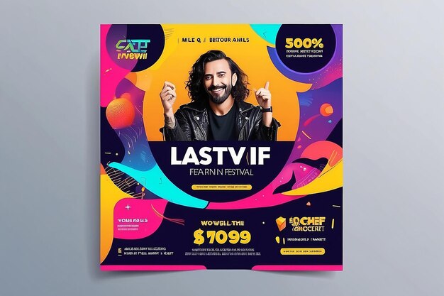 Music concert festival banner for flyer and social media post template