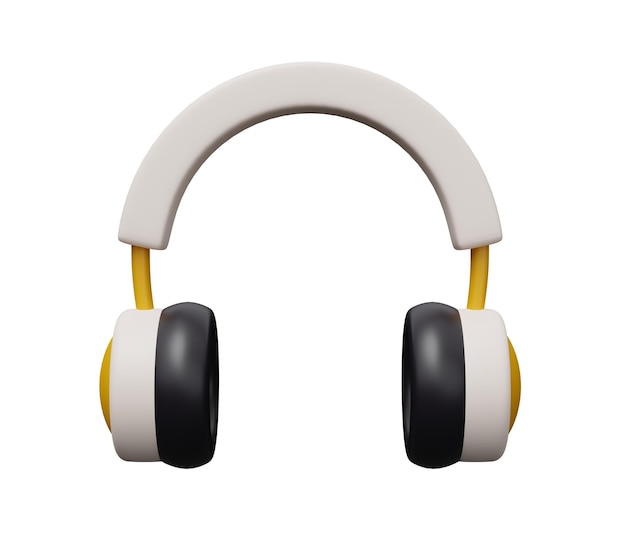 Music earphones 3d icon 3d render cartoon minimal icon illustration