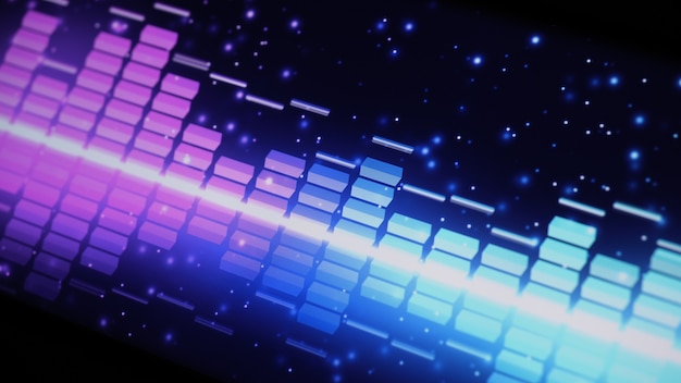 Music Equalizer bar. Audio waveform equalizer on screen black background. Music or sound wave on monitor. colorful sound visualizer abstract. gradient spectrum music graph. Digital graph glow in dark.