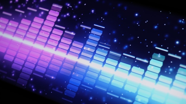 Music equalizer bar. audio waveform equalizer on screen black background. music or sound wave on monitor. colorful sound visualizer abstract. gradient spectrum music graph. digital graph glow in dark