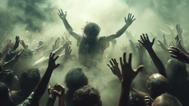 Music festival crowd surfer