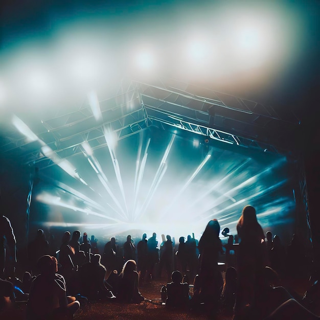 музыкальный фестиваль на открытой площадке с подсветкой