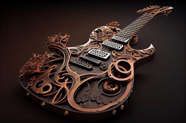 Music guitar concept made with musical symbols Generative Ai