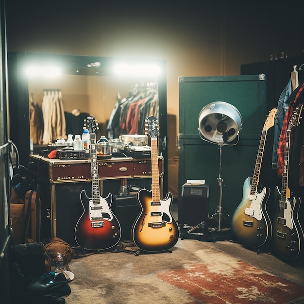 Music Instruments Storage in Recording Studio