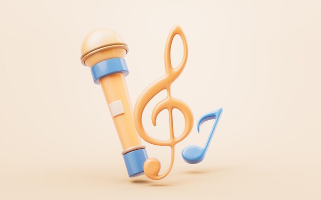 Музыкальные инструменты в стиле мультфильмов 3D рендеринг 3D иллюстрация