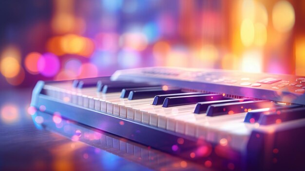 Music Keyboard with bokeh background