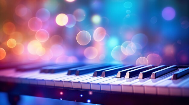 Music Keyboard with bokeh background