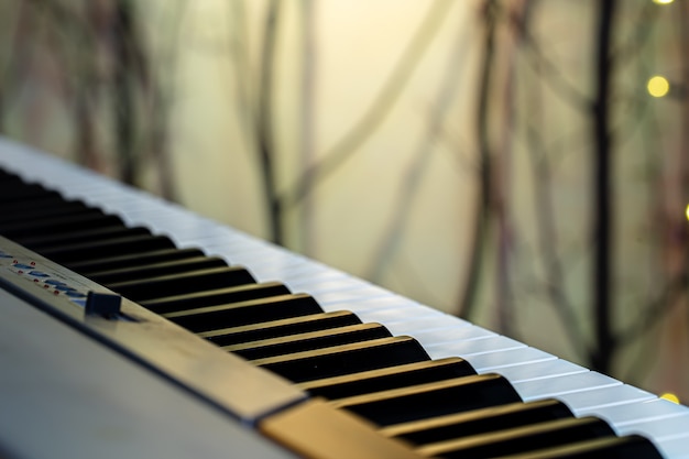 Music keys under colored lighting