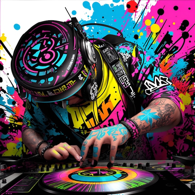 Music makes the environment better DJ play music at nightclub parties painting image