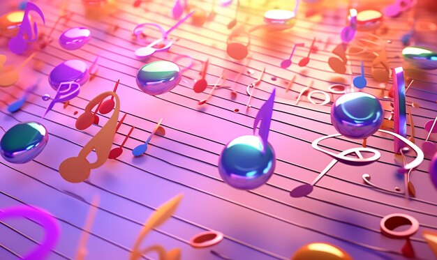 Music melody note dancing flow concept background for song and concert theme generative ai