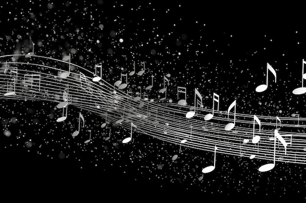 Photo music note composition extracted from music sheet on black background