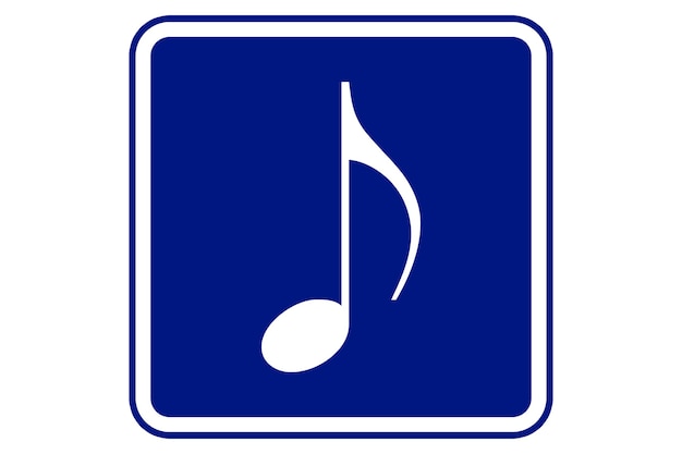 Music note design element on blue background