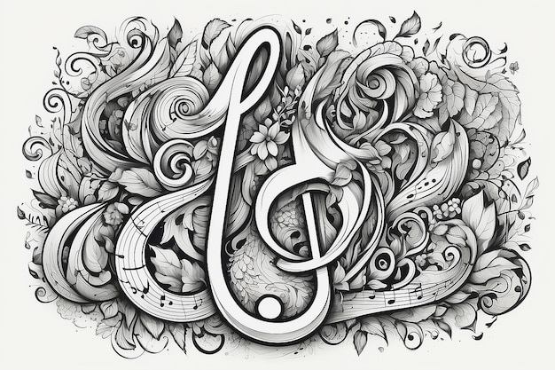 Foto elemento di progettazione di note musicali in stile doodle