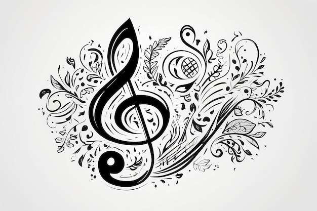 Music note design element in doodle style