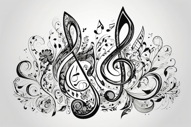 Music note design element in doodle style