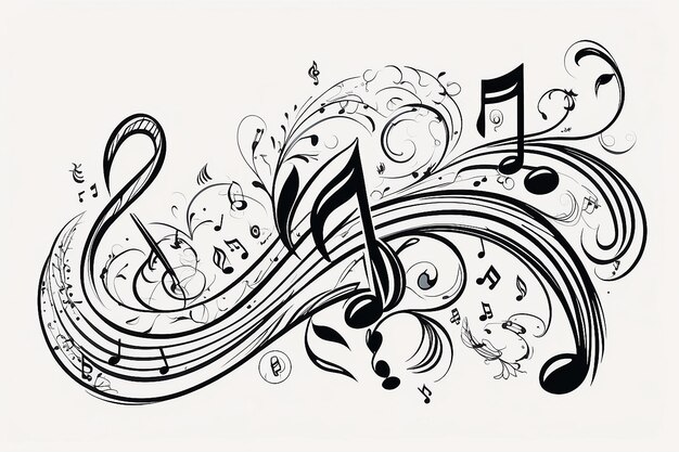 Music note design element in doodle style